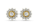 10K Yellow Gold 1.15 Carat E VS Round Diamond Sunburst Stud Earrings