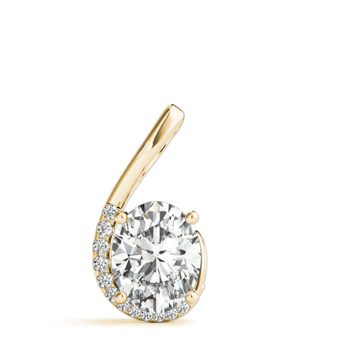 Yellow gold Round Diamond Swirl Pendant with Prong Setting 1