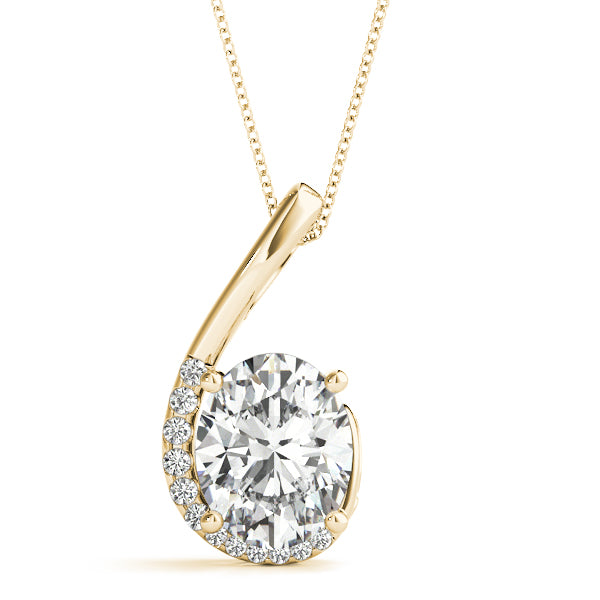 Yellow gold Round Diamond Swirl Pendant with Prong Setting