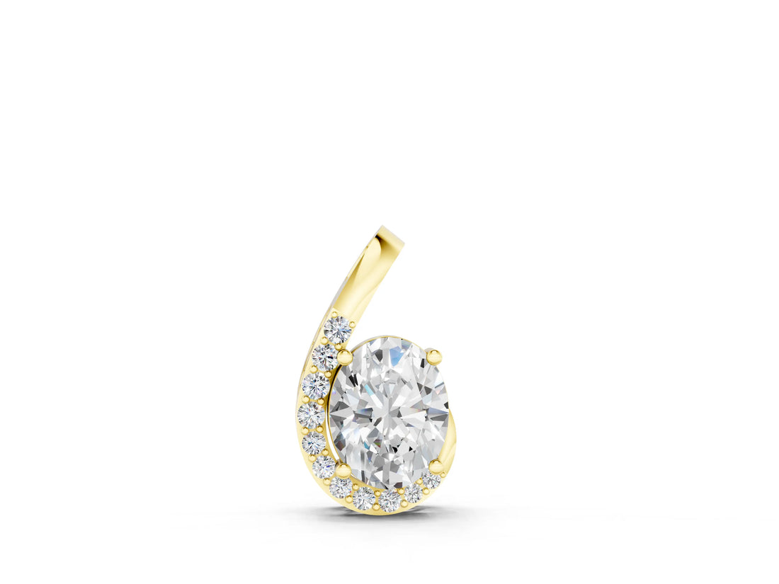 Yellow gold Round Diamond Swirl Pendant with Prong Setting_6