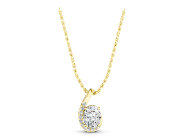 Yellow gold Round Diamond Swirl Pendant with Prong Setting