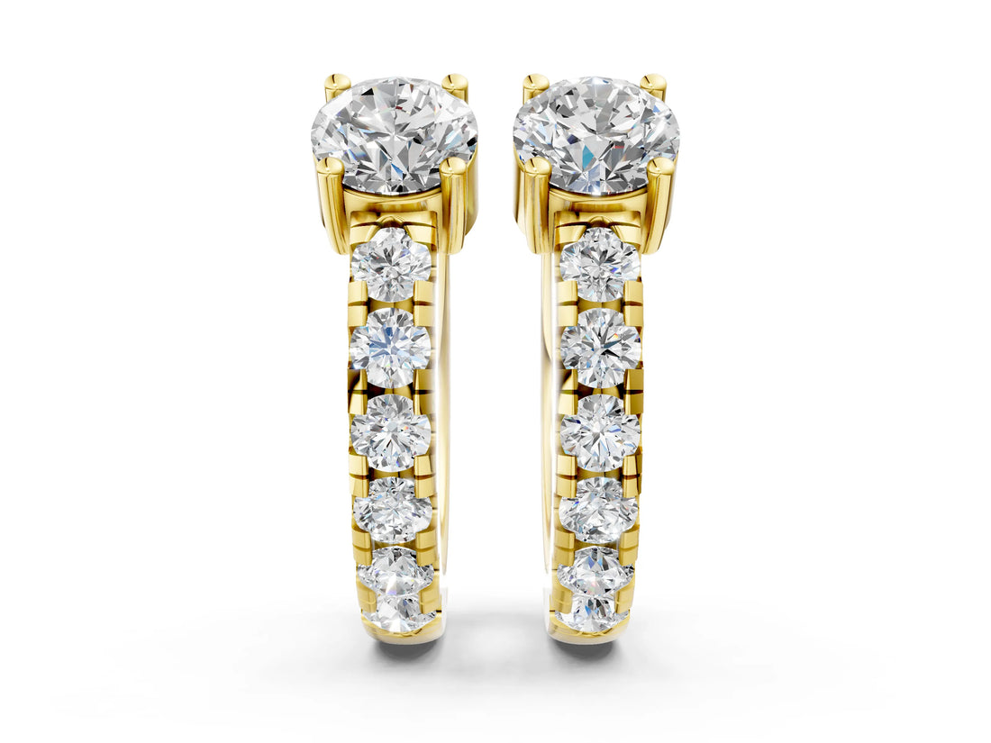 Yellow gold Round Diamond Taylor Huggie Hoop Earrings