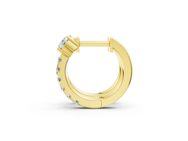 Yellow gold Round Diamond Taylor Huggie Hoop Earrings