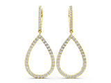 Yellow gold Round Diamond Teardrop Drop Earrings