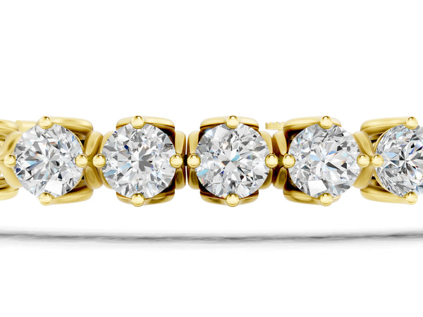 Yellow gold Round Diamond Tennis Bracelet with Box Chain and Basket Prong Setting
