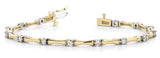 Yellow gold Round Diamond Tennis Bracelet with Channel Set Stones and Four-Prong Setting