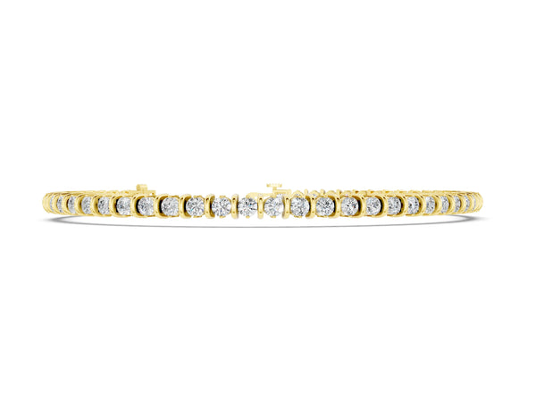 Yellow gold Round Diamond Tennis Bracelet with Channel Setting and Box Clasp