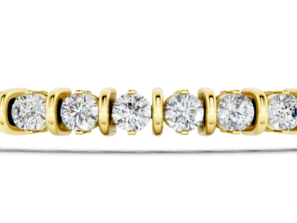 Yellow gold Round Diamond Tennis Bracelet with Channel Setting and Box Clasp