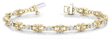 Yellow gold Round Diamond Tennis Bracelet with Fleur-de-Lis Prong Setting
