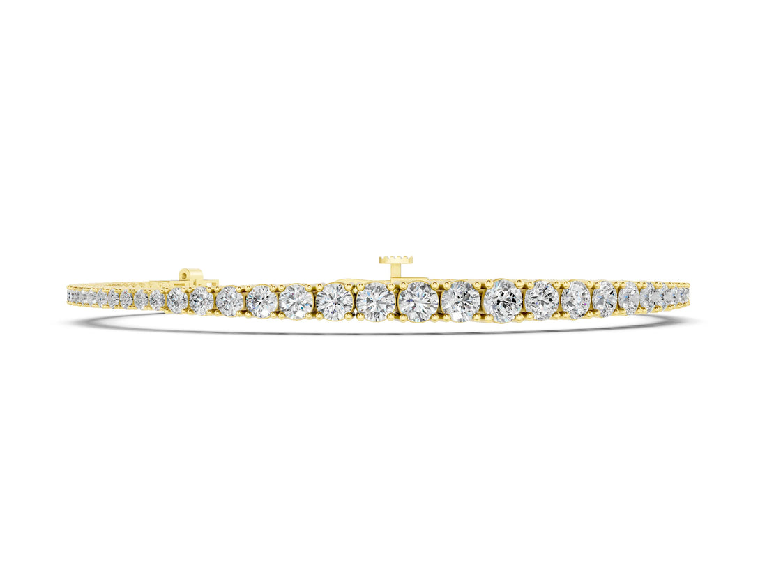 Yellow gold Round Diamond Tennis Bracelet with Four-Prong Setting on a White Gold Band_2