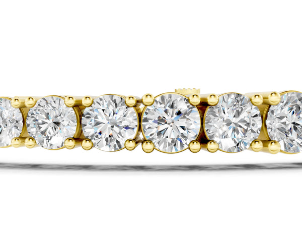 Yellow gold Round Diamond Tennis Bracelet with Four-Prong Setting on a White Gold Band