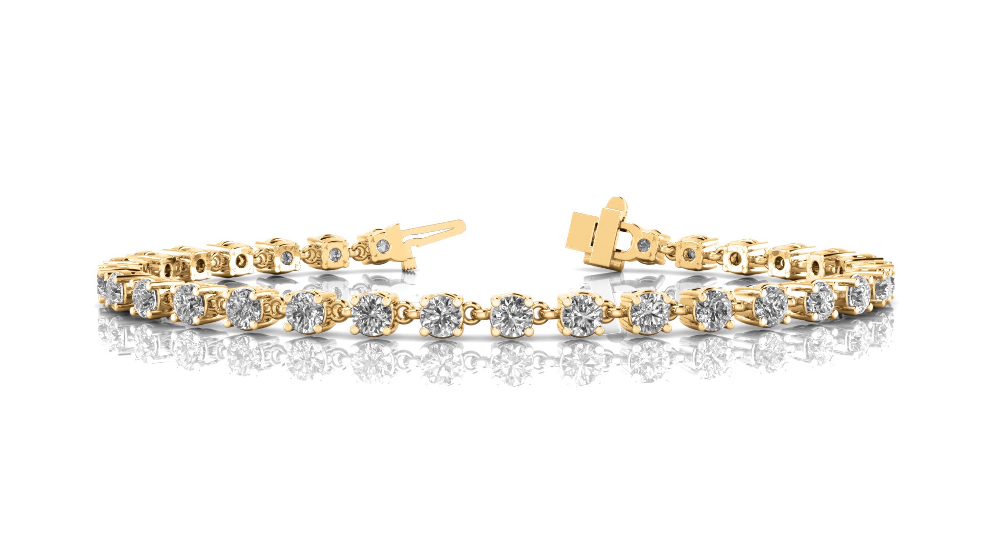 Yellow gold Round Diamond Tennis Bracelet with Four-Prong Setting