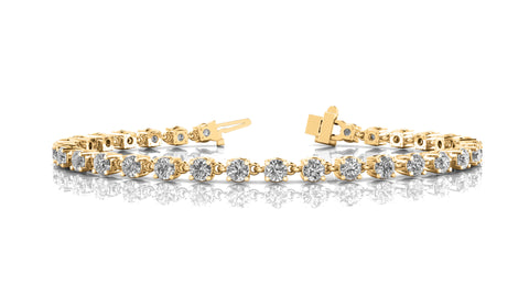 Yellow gold Round Diamond Tennis Bracelet with Four-Prong Setting