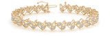 Yellow gold Round Diamond Tennis Bracelet with Geometric Link Band and Four-Prong Setting