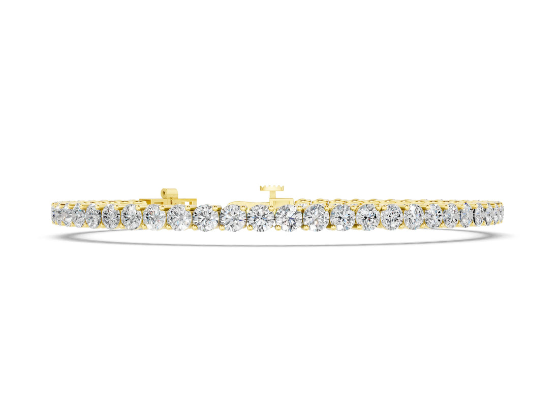 Yellow gold Round Diamond Tennis Bracelet with Prong Setting and Box Clasp_2