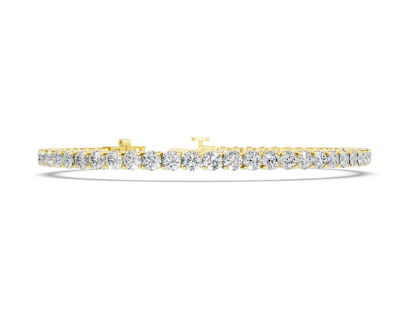 Yellow gold Round Diamond Tennis Bracelet with Prong Setting and Box Clasp