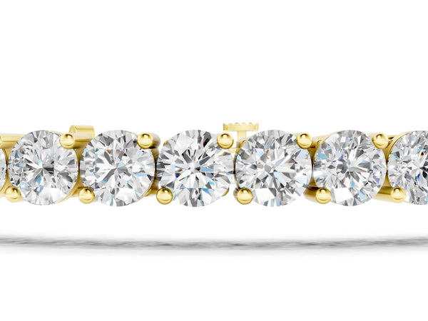 Yellow gold Round Diamond Tennis Bracelet with Prong Setting and Box Clasp