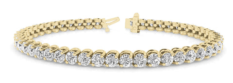 Yellow gold Round Diamond Tennis Bracelet with Prong Setting and Box Clasp