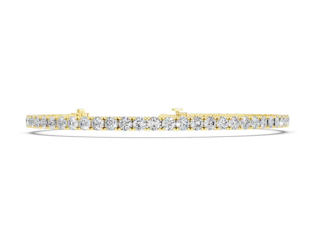 Yellow gold Round Diamond Tennis Bracelet with Prong Setting in White Gold_2