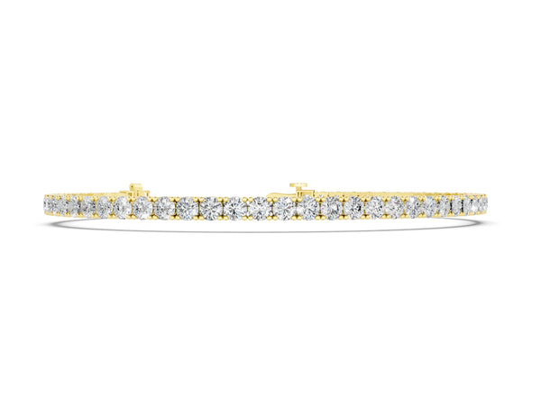 Yellow gold Round Diamond Tennis Bracelet with Prong Setting in White Gold