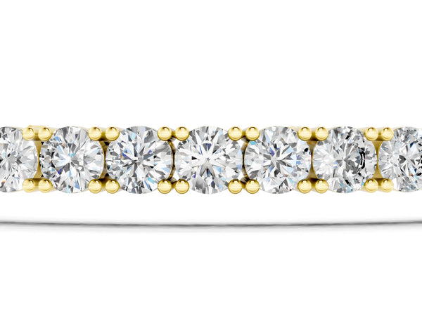 Yellow gold Round Diamond Tennis Bracelet with Prong Setting in White Gold