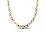 Yellow gold Round Diamond Tennis Necklace with Bezel Setting and Prong Setting_2