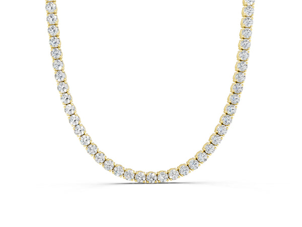 Yellow gold Round Diamond Tennis Necklace with Four-Prong Setting