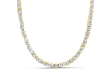 14K Yellow Gold 4.01 Carat E VS Round Diamond Tennis Necklace with Four-Prong Setting