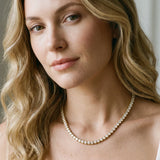 14K Yellow Gold 4.01 Carat E VS Round Diamond Tennis Necklace with Four-Prong Setting