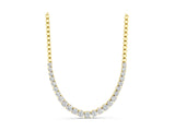 Yellow gold Round Diamond Tennis Necklace with Prong Setting and Bead Chain_3