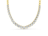 Yellow gold Round Diamond Tennis Necklace with Prong Setting and Bead Chain_4