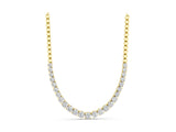 Yellow gold Round Diamond Tennis Necklace with Prong Setting and Bead Chain_5