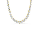 Yellow gold Round Diamond Tennis Necklace with Three-Prong Setting