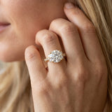 Yellow gold Round Diamond Three-Stone Pave Band with Four-Prong Setting_14