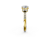 Yellow gold Round Diamond Three-Stone Pave Band with Four-Prong Setting_34