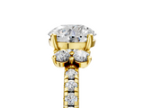 Yellow gold Round Diamond Three-Stone Pave Band with Four-Prong Setting_37