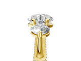 Yellow gold Round Diamond Three-Stone Ring with Prong Setting and Pavé Band_11