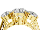 Yellow gold Round Diamond Three-Stone Ring with Prong Setting and Textured Band_10