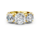 Yellow gold Round Diamond Three-Stone Ring with Prong Setting and Textured Band_6