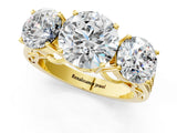 Yellow gold Round Diamond Three-Stone Ring with Prong Setting and Textured Band_7