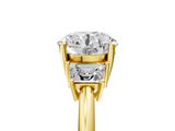 Yellow gold Round Diamond Three-Stone Ring with Trapezoid Side Stones and Prong Setting_39