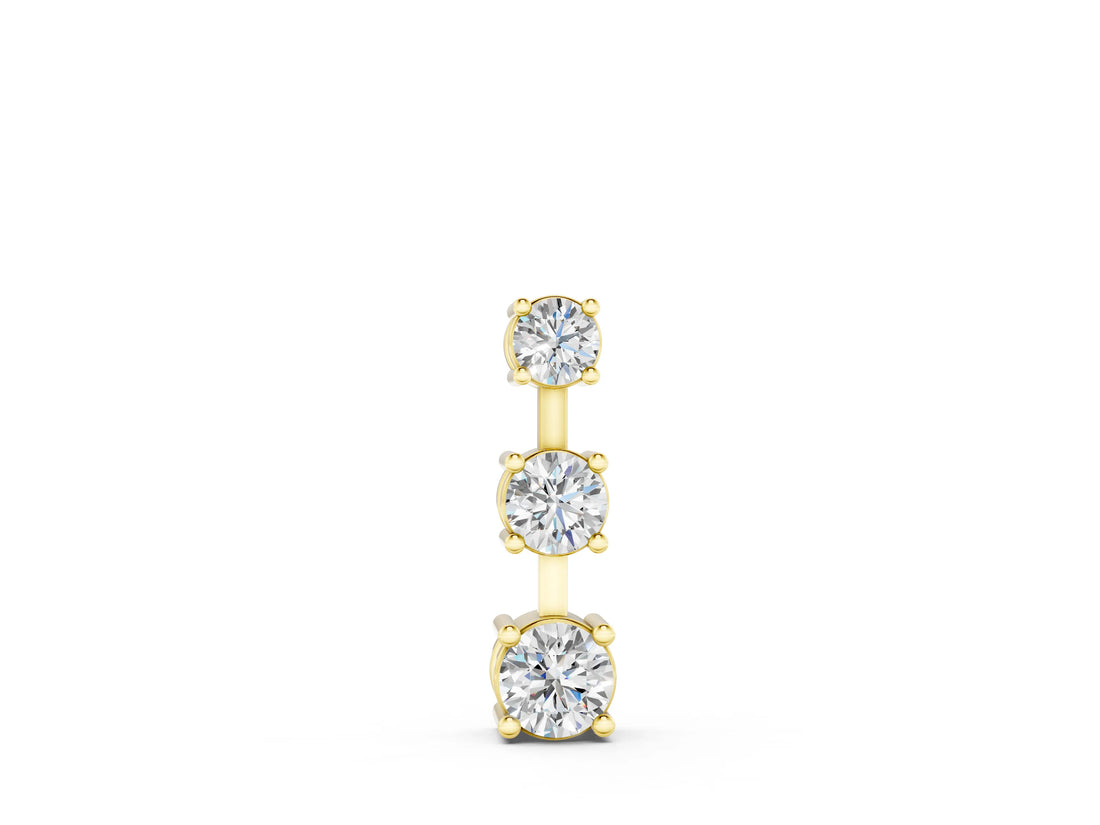 Yellow gold Round Diamond Triple Bar Pendant with Four-Prong Setting_6