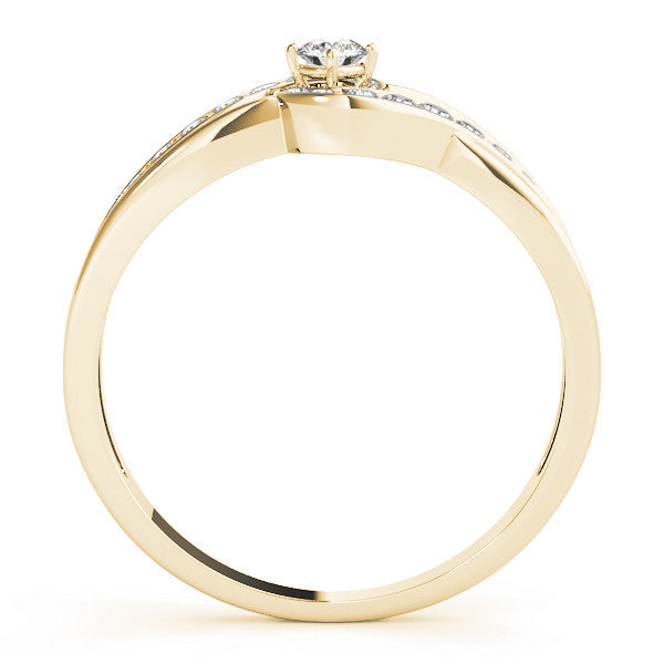 Yellow gold Round Diamond Twist Band with Pavé Setting 2