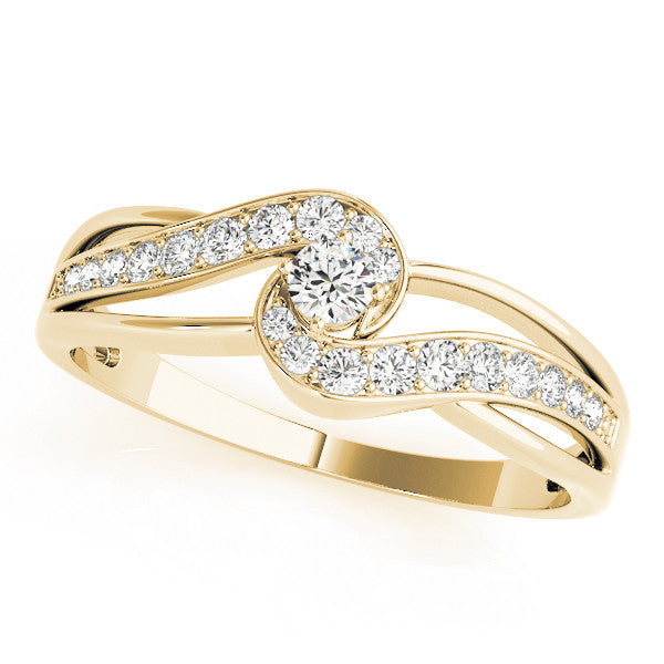 Yellow gold Round Diamond Twist Band with Pavé Setting