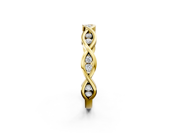 Yellow gold Round Diamond Twist Eternity Band with Bezel Setting