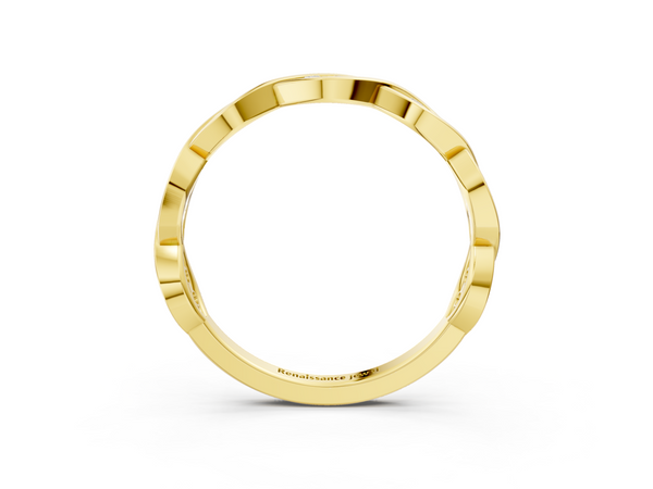 Yellow gold Round Diamond Twist Eternity Band with Bezel Setting