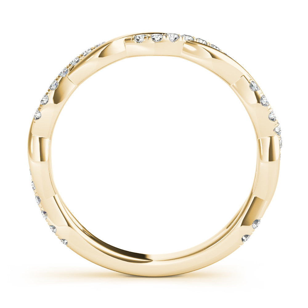 Yellow gold Round Diamond Twist Eternity Band with Pavé Setting 2