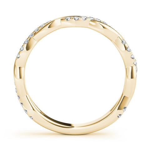 Yellow gold Round Diamond Twist Eternity Band with Pavé Setting 2