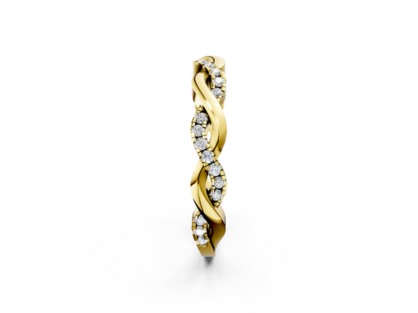 Yellow gold Round Diamond Twist Eternity Band with Pavé Setting