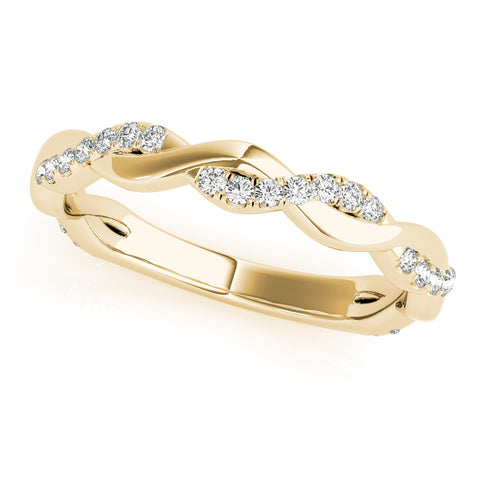 Yellow gold Round Diamond Twist Eternity Band with Pavé Setting